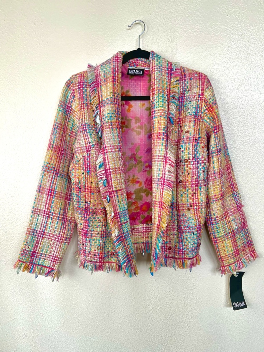 Colorful Tweed Jacket size Medium - Read Description